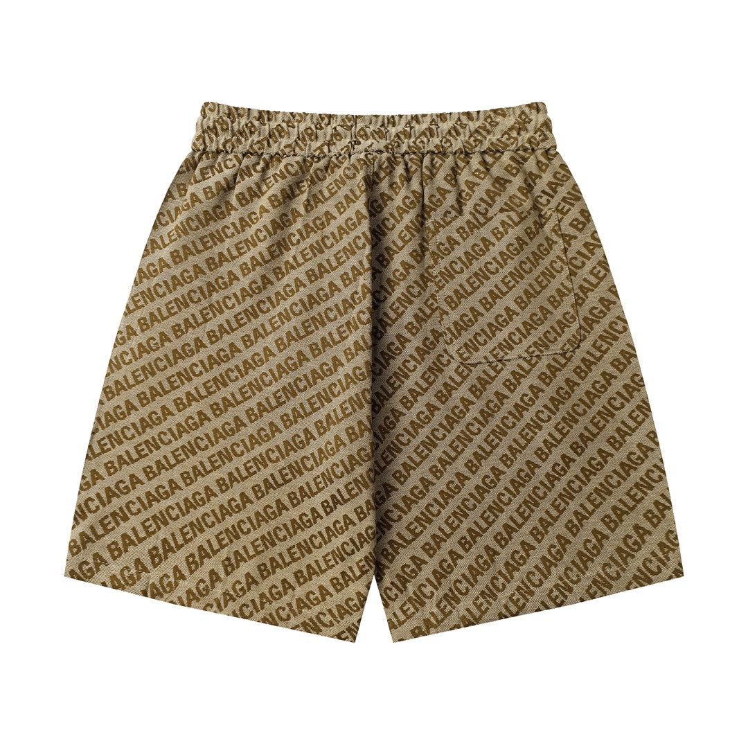 All Over Print Brown Shorts